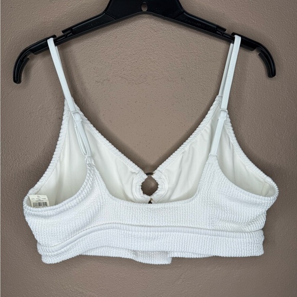 Aerie Crinkle Scoop Cutout Bikini Top White Textured XXL NWT Swim Vacation Boho - Picture 8 of 16